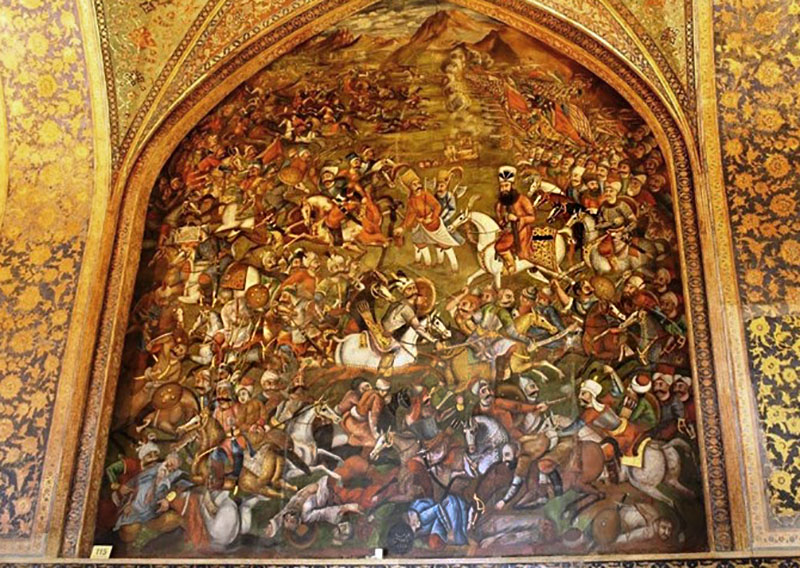 تابلوی شاه اسماعیل یکم در جنگ چالدران چهل ستون اصفهان